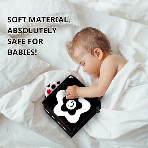 Black and White Baby Toys – High Contrast Soft Sensory Book with Mirror for Newborn Development, Perfect Tummy Time Toy for Infants 0-12 Months...