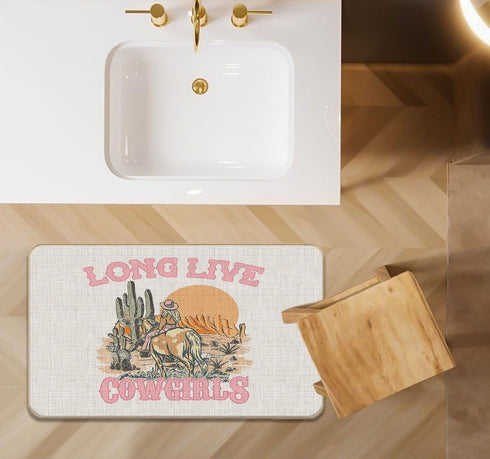 Western Door Mat,Long Live Cowgirls Cowgirl Front Door Mat Indoor Outdoor Entrance,Western Cowgirl Dorm Room Decor,17"X30"...