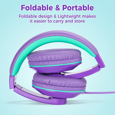 rockpapa Comfort+ Kids Headphones with Microphone, Boys Girls Student Over-Ear Headphones Wired Foldable for School Classroom Laptop PC Computer T...