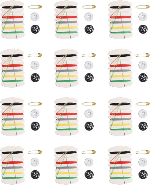 Sowaka 12 Pcs Sewing Kit Small Portable Thread Repair Emergency Kit with Needles Button Threads Safety Pin for Home Hotel Travel Use Accessories S...
