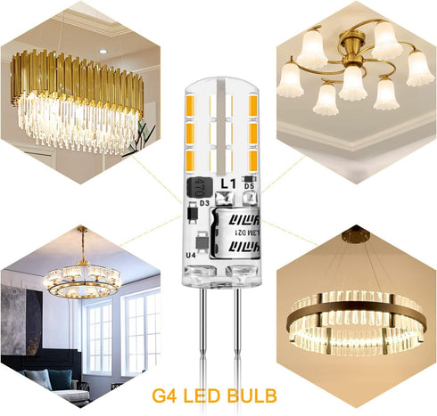 YUIIP G4 LED Bulb 2W 10W 20W Halogen Bulbs Replacement AC/DC 12V G4 Bi-Pin Base Light Warm White 3000K Lamp for Landscape, Under Cabinet Lighting,...