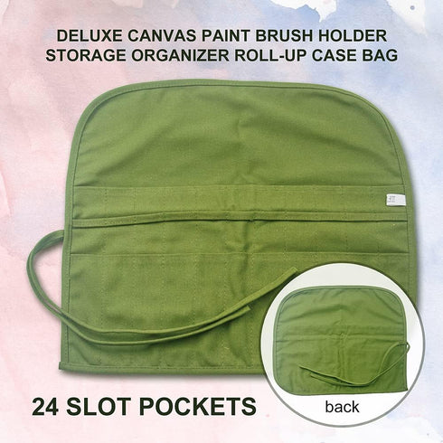 Paint Brush Holder, 22 Pocket Canvas Paint Brush Organizer Holder for Acrylic oil watercolor Gouache Artist Paint brush Roll canvas bag, paint bru...