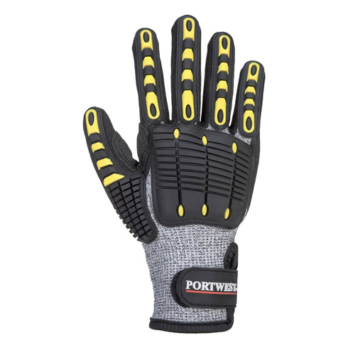 Portwest A722 Anti Impact Safety Work Gloves - Cut Resistant and Impact Reducing Protective Gloves Gray/Black Grey/Black, Large...