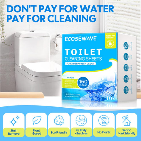 Toilet Bowl Cleaner Sheets,160 Cleans, Lemon,Friendly to your Septic,Plastic-Free Packaging,Sustainability, Toilet Bowl Cleaner Strips Great For A...
