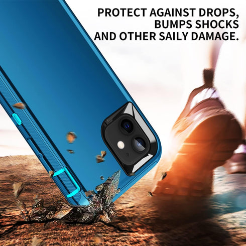 for iPhone 11 Case,Shockproof Dropproof Dustproof,3-Layer Full Body Protection Heavy Duty High Impact Hard Cover Case for iPhone 11 6.1 inch,Turqu...
