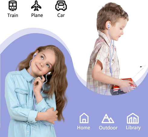Cute Rabbit Kids Earbuds, Earbuds for Kid Size Wired Earphones & in-Ear Headphones with Microphone and Lovely Earbuds Storage Case Gifts for Schoo...
