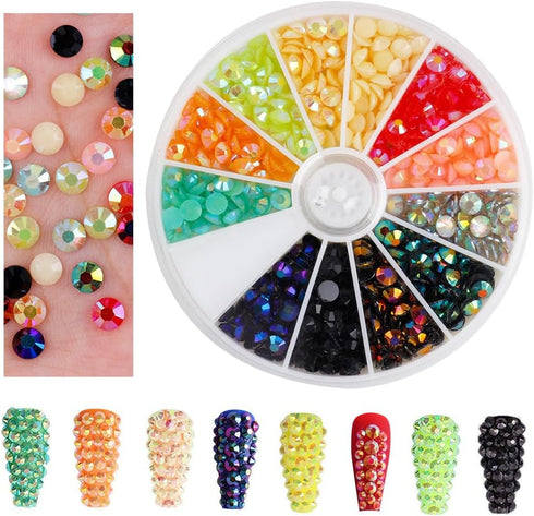 Half Round Resin Jelly Rhinestones 5MM Mixed AB Color DIY Jewlery Making Flatback Non Hotfix Crystal Gems Face Makeup Decoration Material...