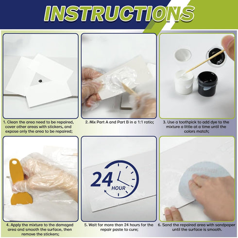 Porcelain Repair Kit, Fiberglass Tub Repair Kit, Shower Sink, Bathtub and Countertop Tile Repair Kit, Repair Chips Dents Cracks Scratches from Cer...