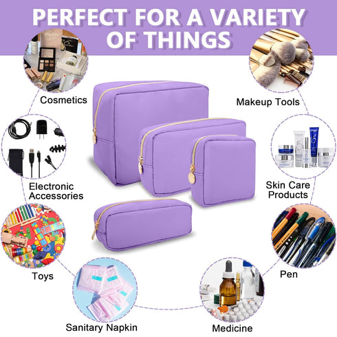 Waterproof Small Makeup Bag Pouch for Purse,Nylon Travel Toiletry Storage Bag Cute Preppy Cosmetic Bag for Women Girl,Waterproof Makeup Organizer ...
