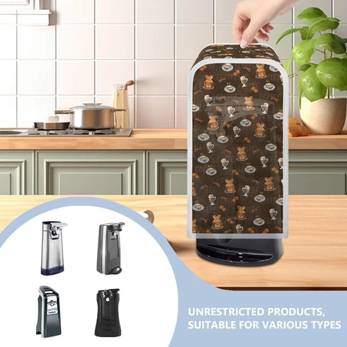 Can Opener Cover Coffee Print Can Opener Dust and Stain Protection Small Applicance Cover for Kitchen Fits Most Electric Automatic Can Openers...