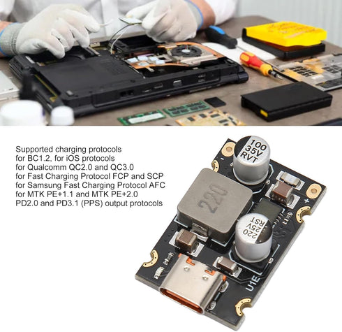 Tangxi PD65W Fast Charging Module, 5V3A 9V3A 12V3A 20V3.25A to USB C PD3.1 QC3.0 Charging Circuit Board for Phone Fast Charging...