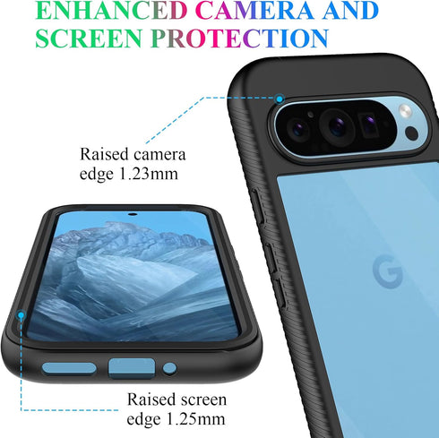 wahhle for Google Pixel 9/9 Pro Case, Built in Screen Protector Full Body Shockproof Slim Fit Bumper Protective Phone Cover for Pixel 9/9 Pro Men ...