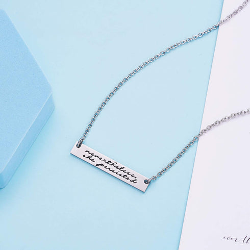 LParkin Nevertheless She Persisted Feminism Feminist Pantsuit Nation Solidarity Unity Political Affirmation Necklace (Bar-Necklace)...