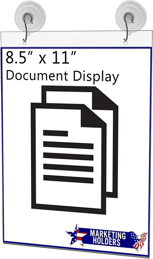 Marketing Holders Window Mount Sign Holder for 8.5" x 11" Advertisements and Hours of Operation in Retail Stores and Offices Double Sided View Cle...