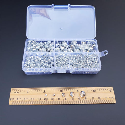 Silvery Rondelle Glass Beads for Jewelry Making, Faceted Briolette Crytal Spacer Beads for Bracelet Necklace Earring (2mm 4mm 6mm 8mm 10mm Mixed S...