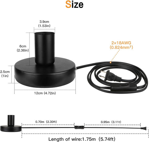 Industrial Table Lamp Base, E26 E27 Lamp Base Without Shade, Mini Short Desk Lamp Exposed Bulb Base, Simple Metal Edison Light Bulb Stand, with 5....