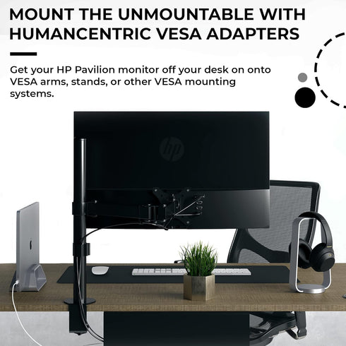 HumanCentric VESA Mount Adapter compatible with HP Pavilion 27xw, 25xw, 24xw, 23xw, 22xw, 22cwa, 27cw, 25cw, 24cw, 23cw, and 22cw Monitors...