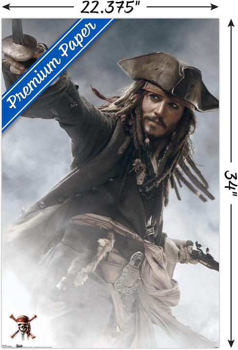 Trends International Disney Pirates of the Caribbean: At World's End - Jack Sparrow Wall Poster, 22.375" x 34", Premium Poster & Clip Bundle...