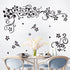 LiveGallery Removable Black Vinyl Flowers Wall Decals DIY Flower Vines and Butterfly Wall Stickers Decor Peel Stick Art Decoration for Teens Room ...