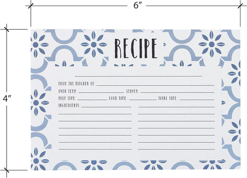 C.R Gibson Q12-24018 Double Sided Recipe Cards, 40pcs, 4'' W x 6'' L, True Blue...