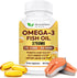 Omega-3 Fish Oil 3750mg Triple Strength - 180 Burpless Softgels | EPA 1200mg + DHA 900mg | Promotes Healthy Heart, Immune System, Eyes, Skin & Bra...