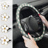 Frienda Cute Steering Wheel Cover Flower Steering Wheel Cover Floral Steering Wheel Cover for Girls with 4 Pieces Cute Flowers Car Air Vent Clips ...