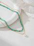 2Pcs Beaded Gemstone Layered Necklace for Women Colorful Boho Bead Choker Necklace Natural Stone Freshwater Pearl Surfer Beach Necklace 14K Gold P...