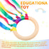 12 Pcs Rainbow Ribbon Wooden Waldorf Toys Creative Waldorf Hand Kite Set Streamers with Wood Ring Sensory Learning Educational Toy for Playroom Da...