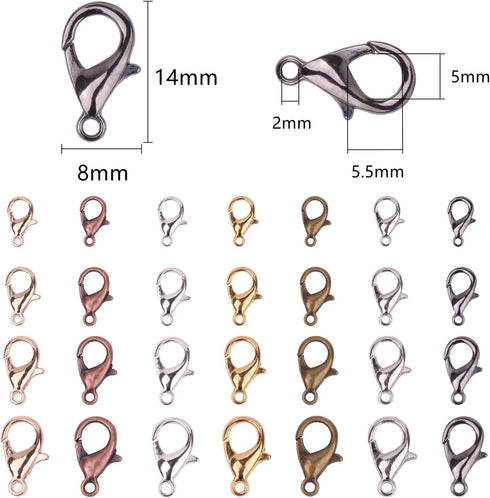 YAKA 350pcs 1 Box 7 Colors Alloy Lobster Clasp DIY Jewelry Bracelet Necklace Making Fastener Hooks (14x8mm)...