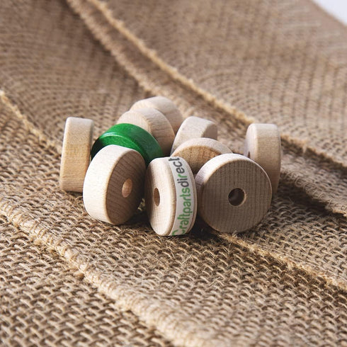 1 inch x 3/8 inch Flat Slab Wooden Toy Wheel, 1/4 inch Hole - Unfinished Blank | 50 Pack...