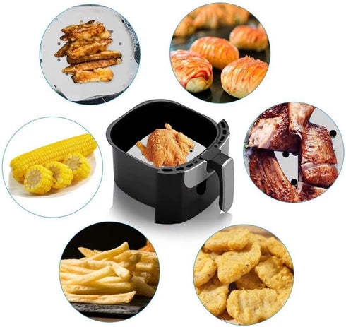200pcs 8.5inch Square Perforated Parchment Paper Sheets, Premium Nonstick Bamboo Steamer Liner for Air Fryers, Steaming Basket, Oven, Baking, Cook...