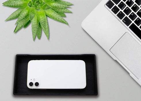 Small Black Mini Tray (8 inch x 4 inch) for Kitchen Counter, Bathroom for Vanity Items, Coffee Accessory, Bar, Serving Seasoning, Salt and Pepper,...