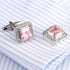 Rose Pink Crystal Cufflinks Silver tone Crystal Gem stone Cuff links YW20P...