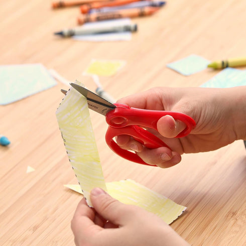 Fiskars 5" Pointed-Tip Scissors for Kids 4-7 (3-Pack) - Scissors for School or Crafting - Back to School Supplies - Red, Blue, Turquoise...
