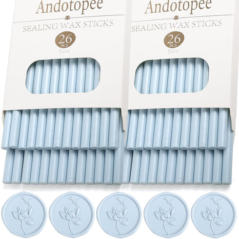 52pcs Pale Blue Sealing Wax Sticks, Andotopee Glue Gun Wax Seal Sticks for Wax Seal Stamp, Premium Sealing Wax for Envelope Letter Seal Wedding In...
