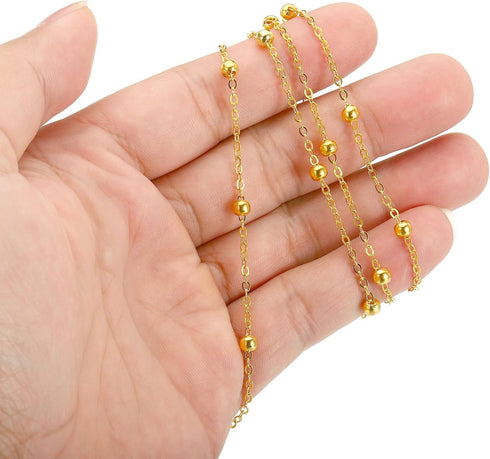 PATIKIL 5m/16 Feet Beading Chain with Spool, Brass Chain Link for Jewelry Making DIY Necklace Bracelet Accessories, Golden...