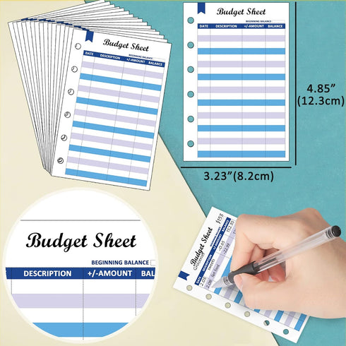 A7 Binder Soft PVC with Bubble 6-Ring Mini Binder, with Mini Binder Pockets x8 Zipper Envelopes, Budget Sheets x12, Cash Envelope Sticker x42, Lab...
