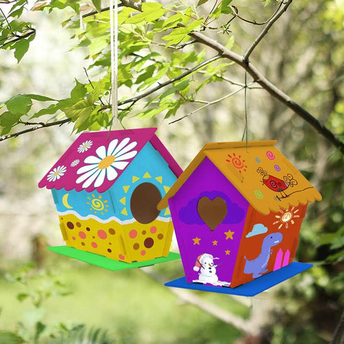 hapray 2 Pack Bird House Kit, DIY Birdhouse Kits, Wooden Crafts Arts for Children to Build and Paint (Includes Paints & Brushes) for Kids Girls Bo...