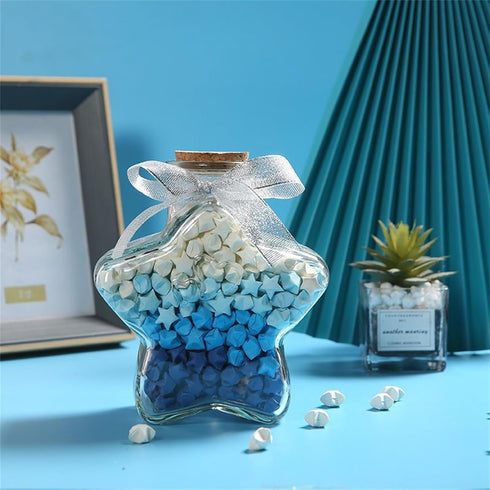 1080 Sheets Origami Star Paper Blue Strips Double Sided Lucky Star Decoration Folding Paper for DIY Hand Art Crafts, School Teaching Supplies (blu...