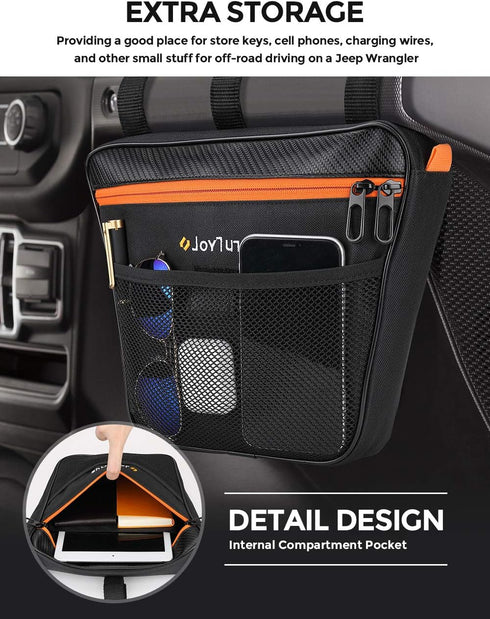 JOYTUTUS Passenger Grab Handle Storage Bag, Phone Holder Storage Organizer Bag, Multi-Purpose Pouch Organizer Bag Compatible with Wrangler CJ YJ T...
