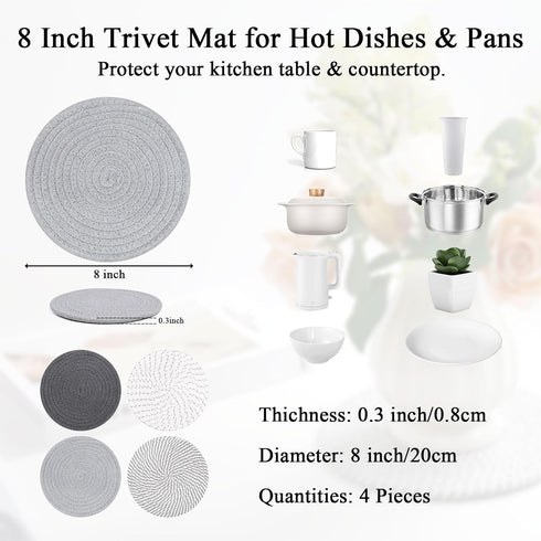 SHACOS 8" Trivets for Hot Dishes, Heat Resistant Large Coaster for Hot pots and Pans, Multipurpose Hot Pads for Kitchen Countertop, Table Decor, H...