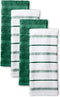 KitchenAid Albany Kitchen Towel 4-Pack Set, Dark Green/White, 16"x26"...