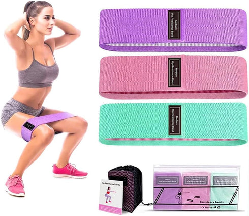 3 Levels Fabric Resistance Bands Set, Booty Bands for Working Out, Exercise Bands for Legs and Butt, Fitness Loop Bands for Women and Men, Non-Sli...