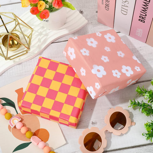 Whaline Boho Tissue Paper Funny Face Wrapping Paper Retro Boho Gift Wrapping Tissue Paper Hippie Boho Art Paper Crafts for Home DIY Gift Bags Part...