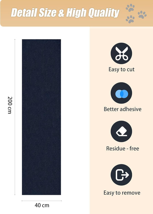 Large 78.7"x15.8" Cat Scratching Mat - Trimmable Self-Adhesive Carpet for Replacement Pads, Covering Posts, and Furniture Protection (Dark Blue, 1...
