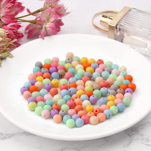 200PCs 10MM Matte Mix Colors Acrylic Round Beads, Round Acrylic Balls Gumball Beads, Bubblegum Beads Chunky Beads, Plastic Resin Beads for Necklac...