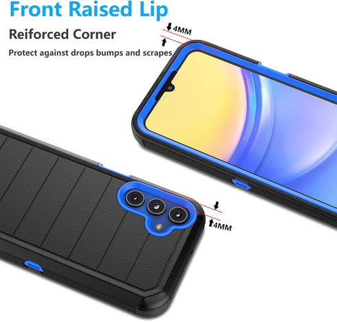 Njjex Rugged Case for Samsung Galaxy A15 5G, for Galaxy A15 5G Case with Belt Clip Holster, Built-in Screen Protector Heavy Duty Shockproof Lockin...