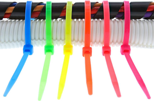 Secure 8 Inch Fluorescent Pink 50 lb Standard Nylon Cable Tie - 100 Pack...