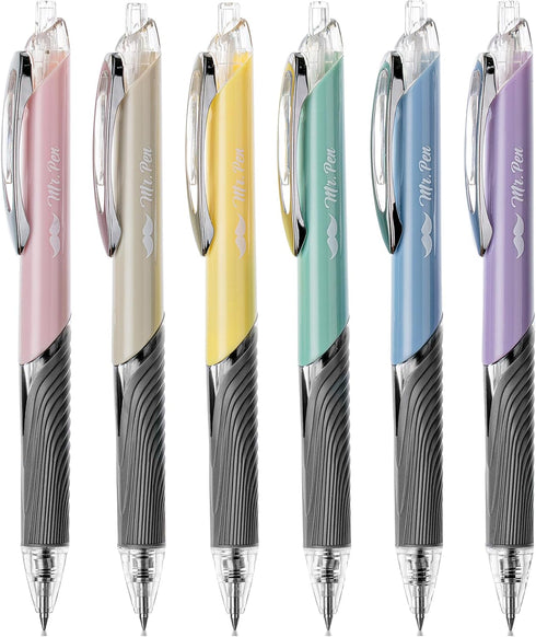 Mr. Pen- Retractable Gel Pens, 6 Pack, Black Ink Gel Pens, Pastel Barrels, Gel Pens Fine Point 0.5mm, Retractable Pens, Cute Pens, Gel Ink Pens, A...