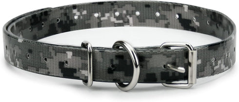 Gray Camo 3/4" Heavy Duty TPU Coated Nylon Replacement Dog Collar Strap with Metal Buckle for Shock, Bark and Electric + Containment Fence Receive...